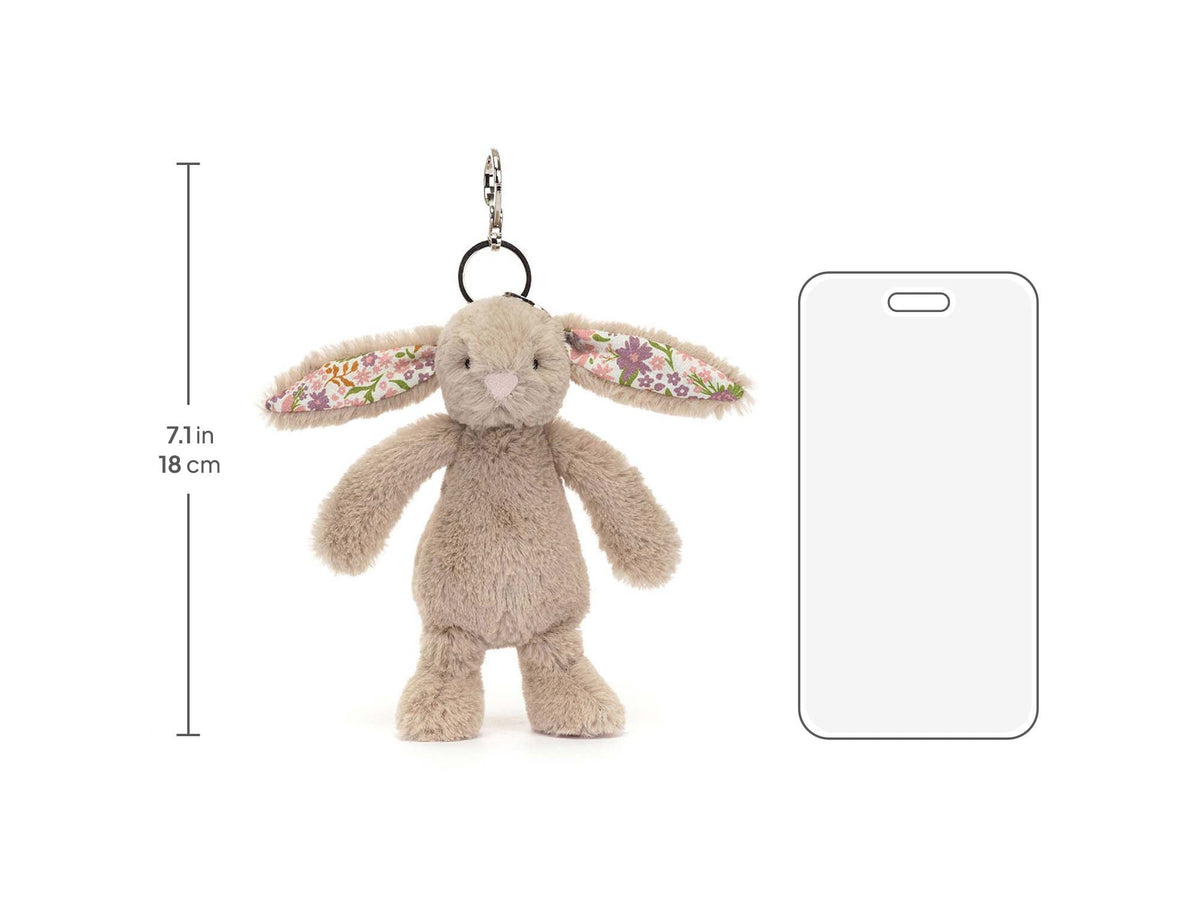 Blossom Beige Bunny Petal Bag Charm, size chart